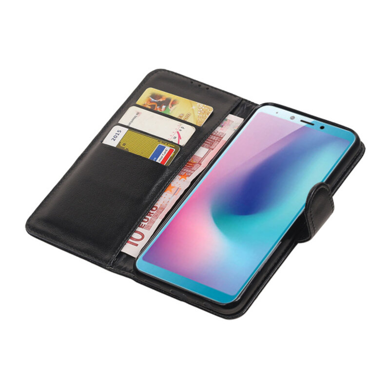Original Læder Tegnebage Etui til Samsung Galaxy A6s Black