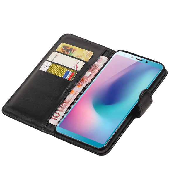 Original Læder Tegnebage Etui til Samsung Galaxy A6s Black