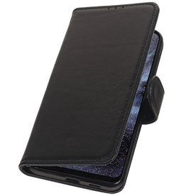 Etui portefeuille en cuir véritable pour Samsung Galaxy A8s noir