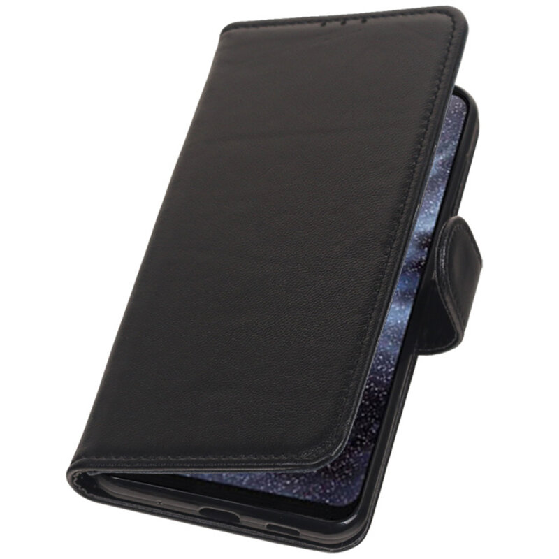 Echtes Leder Geldbörse Tasche für Samsung Galaxy A8s Schwarz