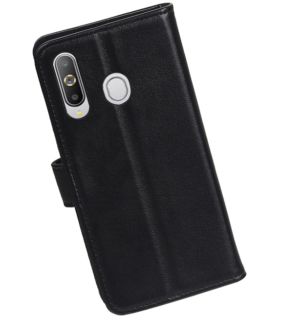 Echt Lederen Hoesje Wallet Case voor Samsung Galaxy A8s Zwart