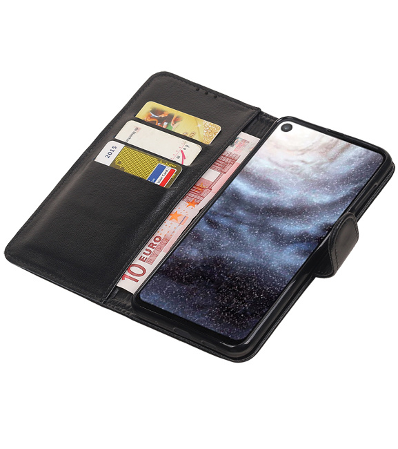 Echt Lederen Hoesje Wallet Case voor Samsung Galaxy A8s Zwart