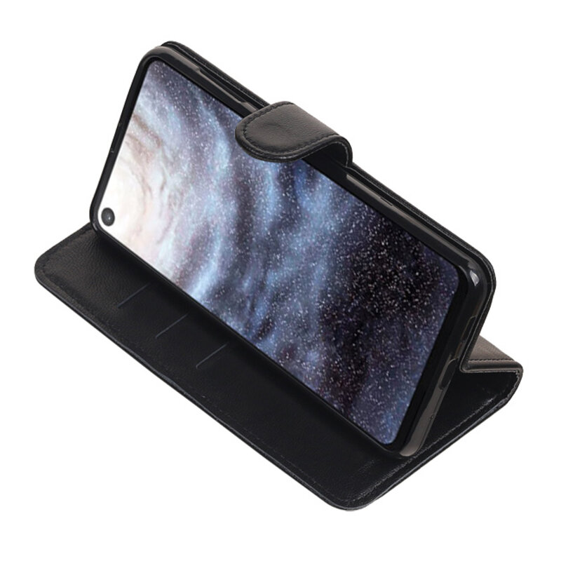Ægte Læder Tegnebage Etui til Samsung Galaxy A8s Sort