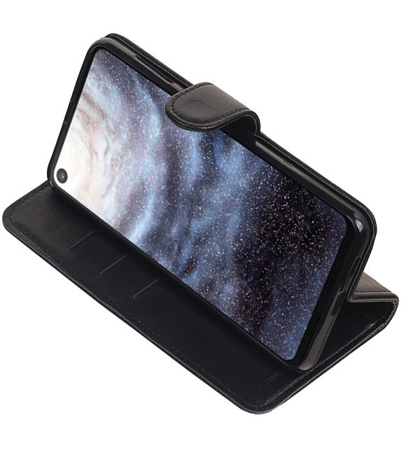 Etui portefeuille en cuir véritable pour Samsung Galaxy A8s noir