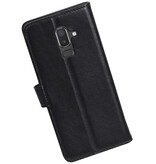 Etui portefeuille en cuir véritable pour Samsung Galaxy J8 (2018), noir
