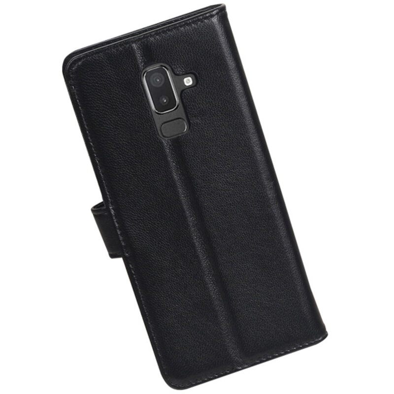 Custodia a portafoglio in vera pelle per Samsung Galaxy J8 (2018) nera