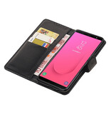 Etui portefeuille en cuir véritable pour Samsung Galaxy J8 (2018), noir