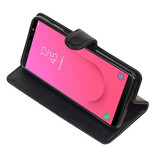 Etui portefeuille en cuir véritable pour Samsung Galaxy J8 (2018), noir