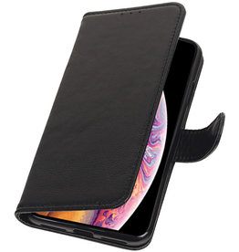 Etui portefeuille en cuir véritable pour iPhone XS Max noir