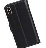 Echt Lederen Hoesje Wallet Case voor iPhone XS Max Zwart