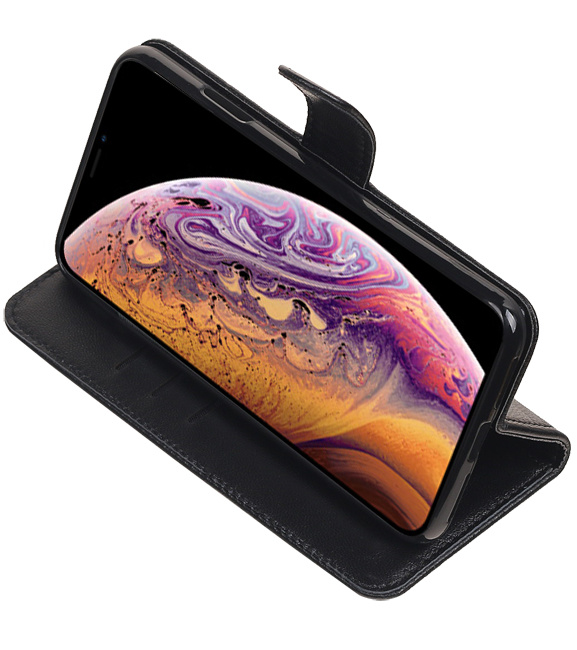 Funda billetera de cuero genuino para iPhone XS Max Black
