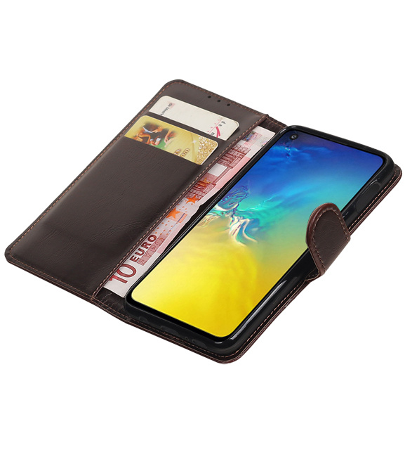 Pull Up Bookstyle voor Samsung Galaxy S10e Mocca