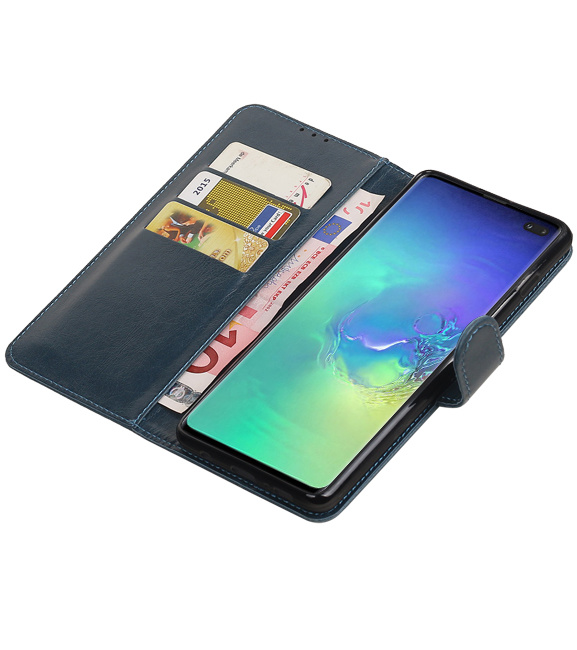 Pull Up Bookstyle voor Samsung Galaxy S10 Plus Blauw