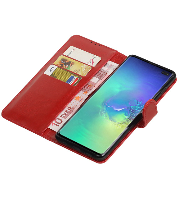 Pull Up Bookstyle voor Samsung Galaxy S10 Plus Rood