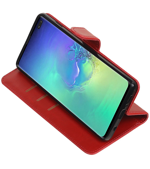 Pull Up Bookstyle voor Samsung Galaxy S10 Plus Rood