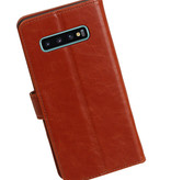 Pull Up Bookstyle for Samsung Galaxy S10 Plus Brown