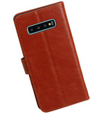 Style de livre Pull Up pour Samsung Galaxy S10 Plus Marron