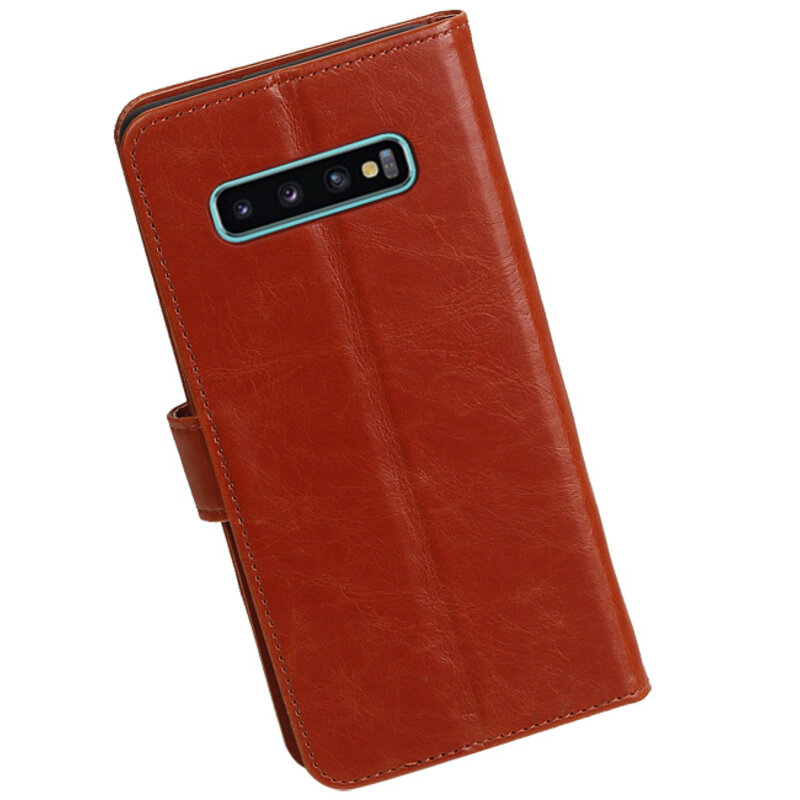 Style de livre Pull Up pour Samsung Galaxy S10 Plus Marron