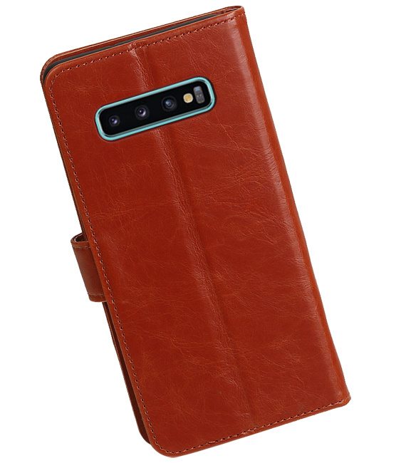 Pull Up Bookstyle for Samsung Galaxy S10 Plus Brown