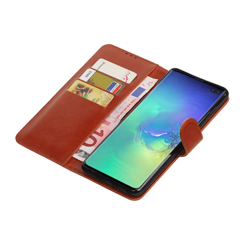 Pull Up Bookstyle per Samsung Galaxy S10 Plus Brown