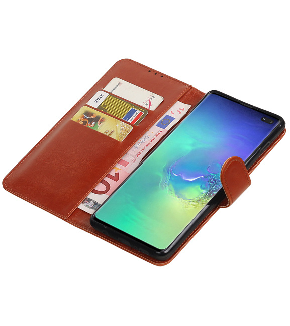Pull Up Bookstyle voor Samsung Galaxy S10 Plus Bruin