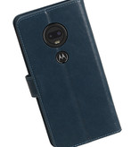 Pull Up Bookstyle voor Motorola Moto G7 Blauw