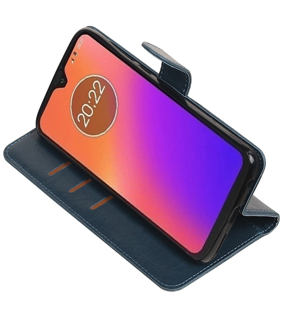 Pull Up Bookstyle pour Motorola Moto G7 Bleu