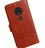 Pull Up Bookstyle voor Motorola Moto G7 Bruin