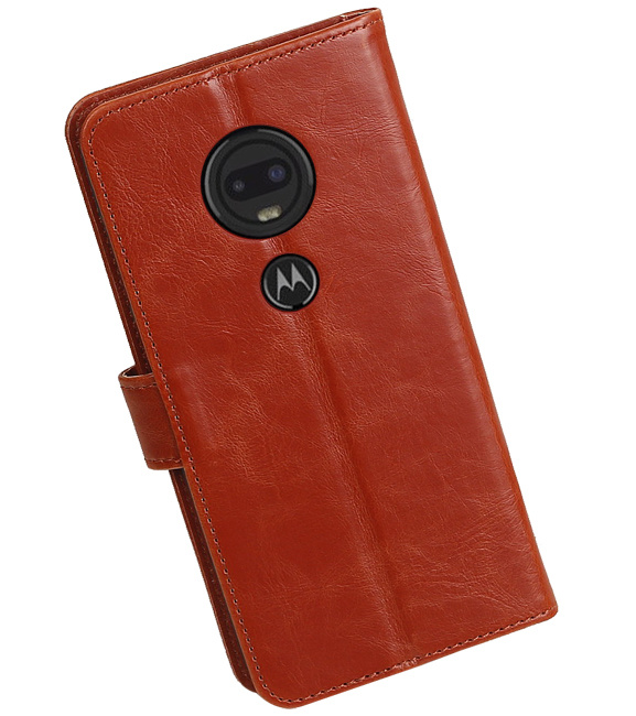 Style de livre Pull Up pour Motorola Moto G7 Marron