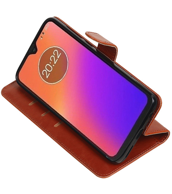 Style de livre Pull Up pour Motorola Moto G7 Marron