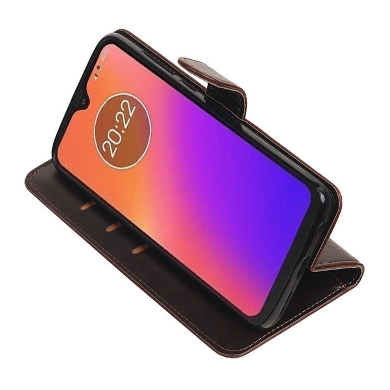 Pull Up Bookstyle voor Motorola Moto G7 Mocca