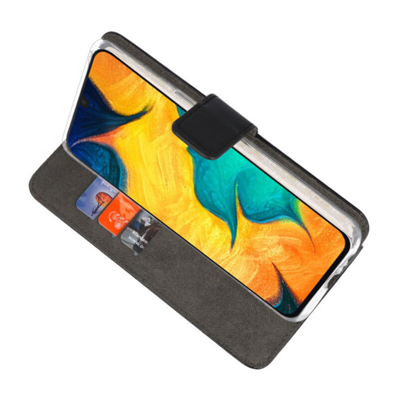 Wallet Cases Hülle für Samsung Galaxy A30 Schwarz