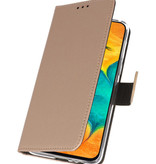 Casos de billetera para Samsung Galaxy A30 Gold