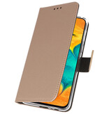 Casos de billetera para Samsung Galaxy A30 Gold
