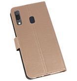 Casos de billetera para Samsung Galaxy A30 Gold