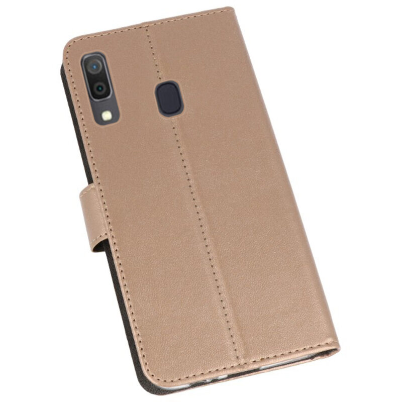 Casos de billetera para Samsung Galaxy A30 Gold