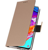 Wallet Cases Hoesje voor Samsung Galaxy A70 Goud