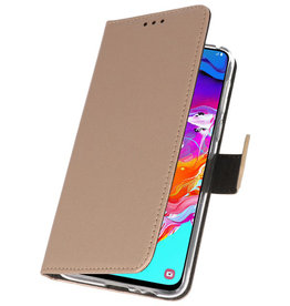 Casos de billetera para Samsung Galaxy A70 Gold
