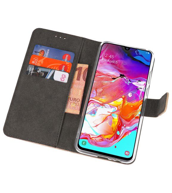 Etuis portefeuille Etui pour Samsung Galaxy A70 Gold