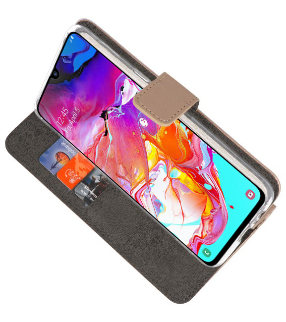 Etuis portefeuille Etui pour Samsung Galaxy A70 Gold