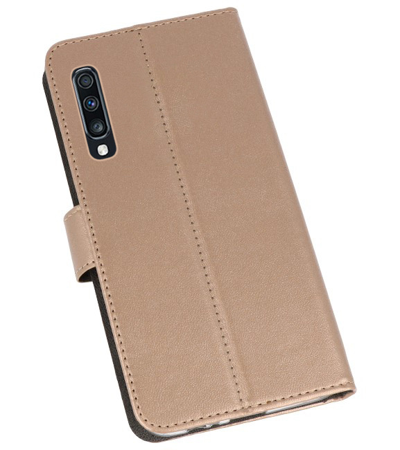 Wallet Cases Hoesje voor Samsung Galaxy A70 Goud