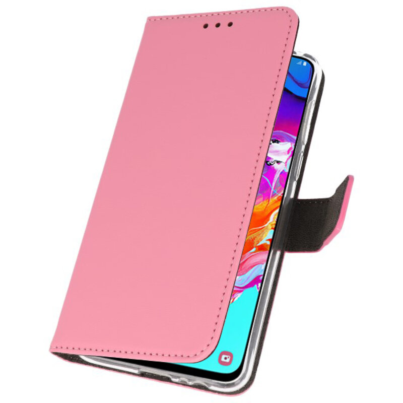 Wallet Cases Hülle für Samsung Galaxy A70 Pink