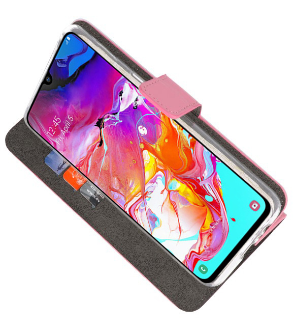 Wallet Cases Hülle für Samsung Galaxy A70 Pink