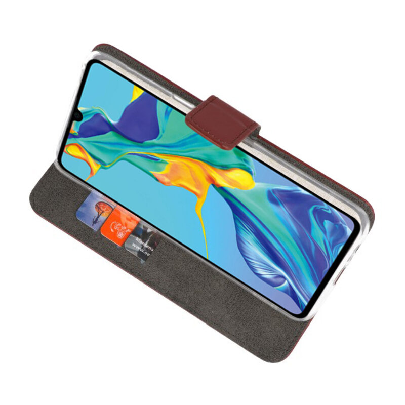 Wallet Cases Hoesje voor Huawei P30 Bruin