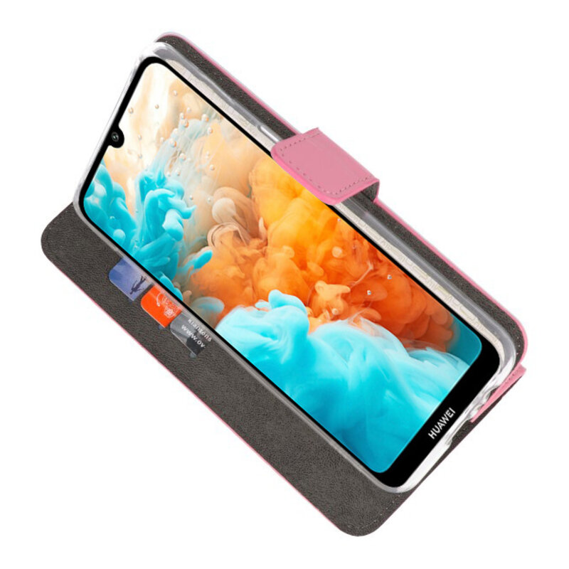 Wallet Cases Hoesje voor Huawei Y6 Pro 2019 Roze