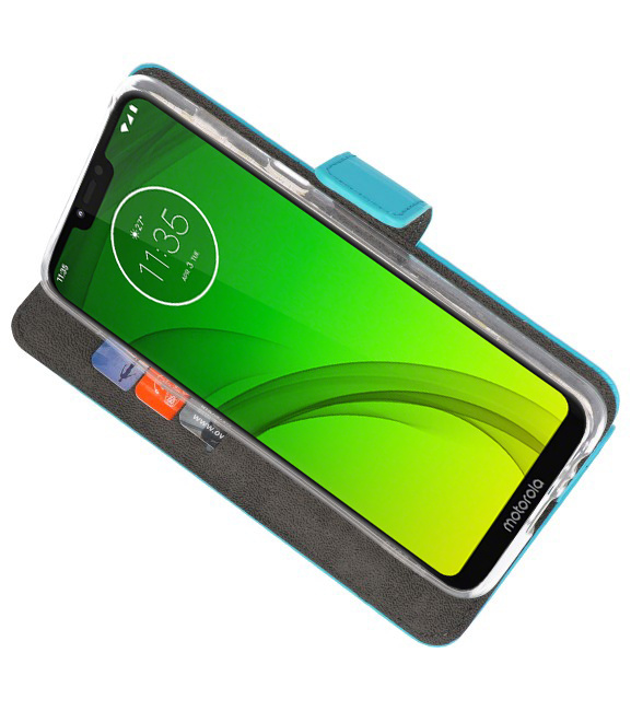 Brieftasche Tasche für Motorola Moto G7 Power Blue