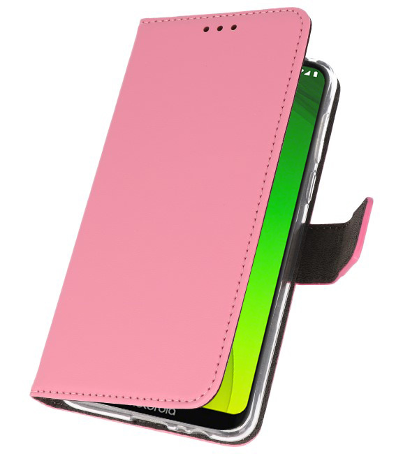 Brieftasche Tasche für Motorola Moto G7 Power Pink