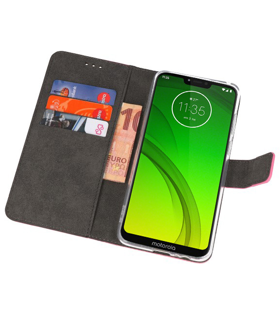 Brieftasche Tasche für Motorola Moto G7 Power Pink