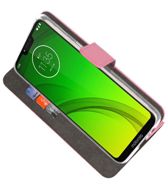 Brieftasche Tasche für Motorola Moto G7 Power Pink