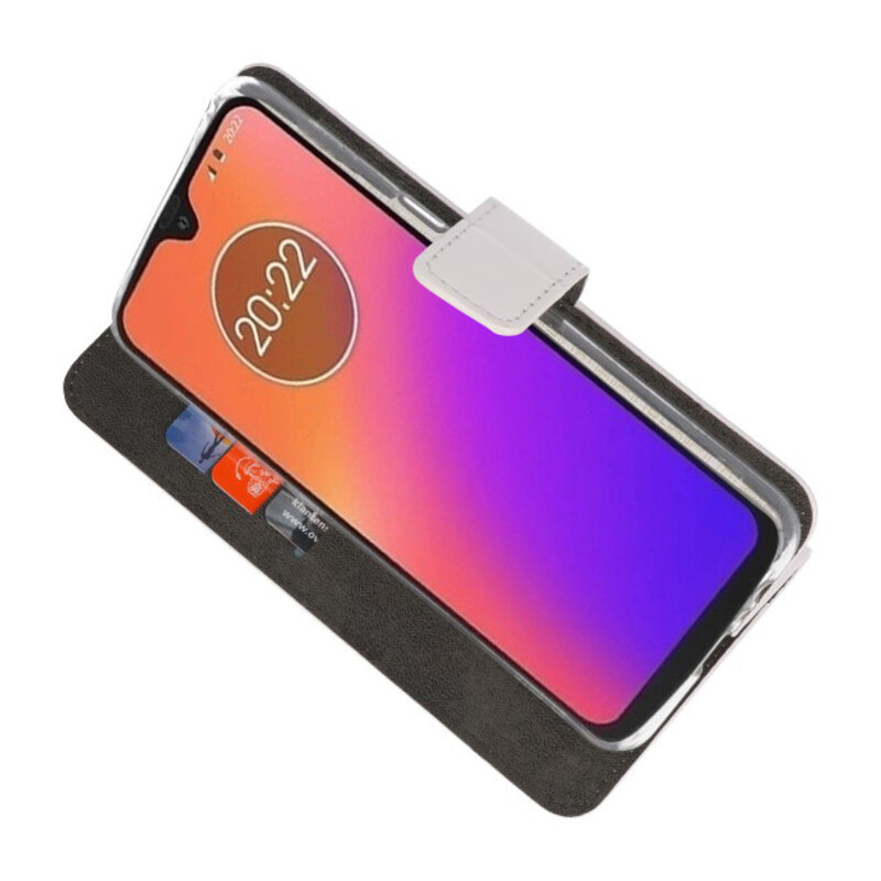 Brieftasche Tasche für Motorola Moto G7 Weiß